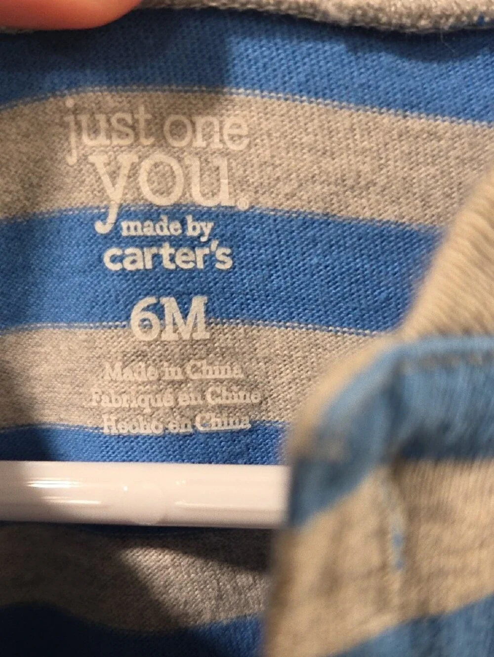 **BUNDLE & SAVE** Carter's Gray & Blue Striped Bodysuit with Bear Pocket